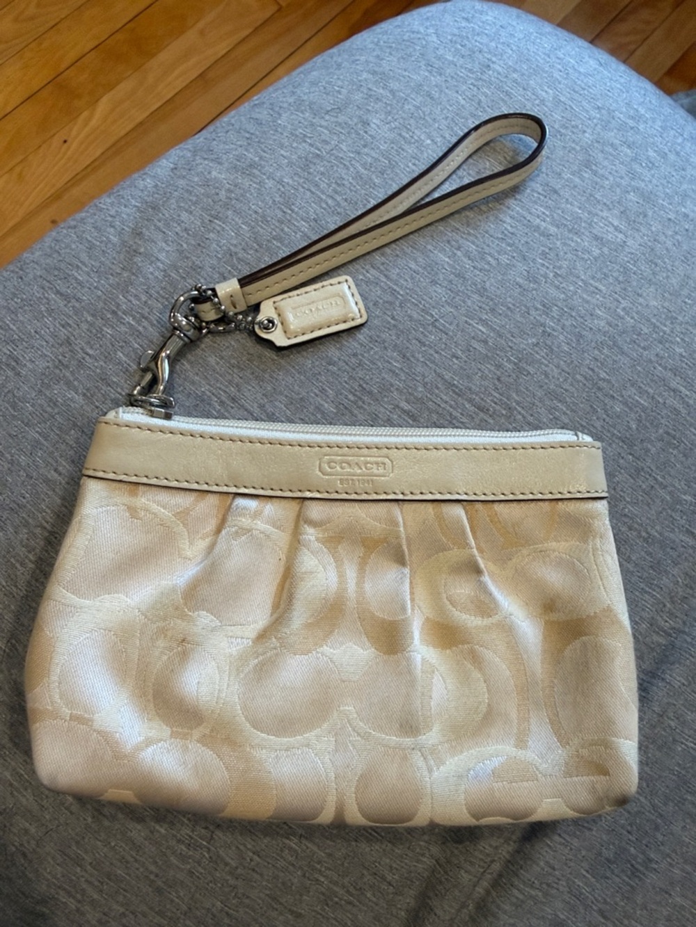 Coach Signature Wristlet in Cream